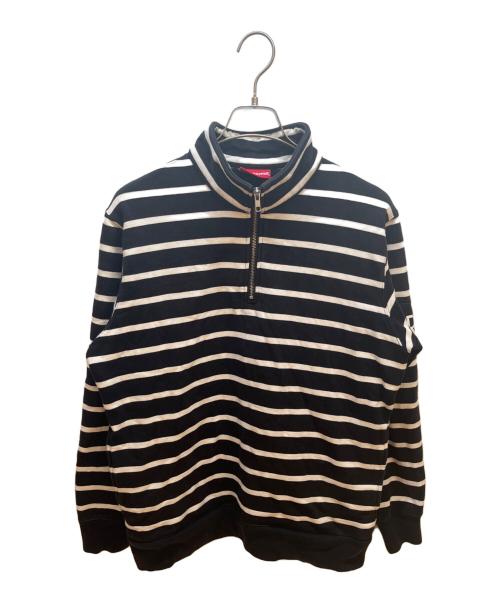 SUPREME（シュプリーム）Supreme (シュプリーム) ハーフジップスウェット/Striped Half Zip Sweat ブラック×ホワイト サイズ:Mの古着・服飾アイテム