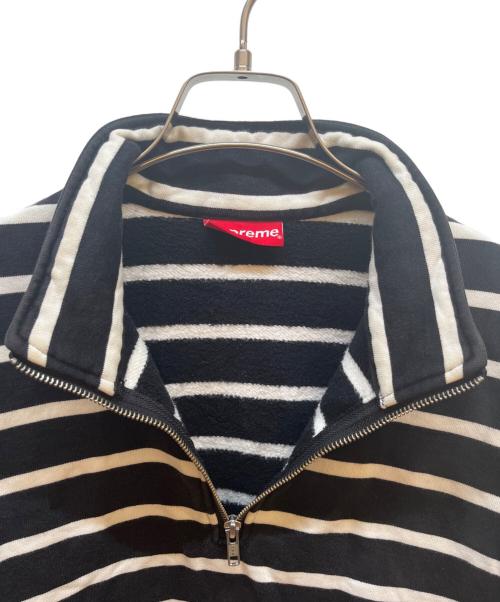 SUPREME（シュプリーム）Supreme (シュプリーム) ハーフジップスウェット/Striped Half Zip Sweat ブラック×ホワイト サイズ:Mの古着・服飾アイテム