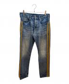 SCOTCH & SODAスコッチアンドソーダ）の古着「サイドラインデニムパンツ」｜インディゴ×イエロー