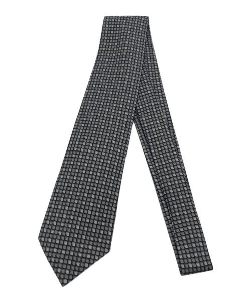 HERMES（エルメス）HERMES (エルメス) ネクタイ/CRAVATE HEAVY TWILL ブラック×グレー サイズ:FREEの古着・服飾アイテム