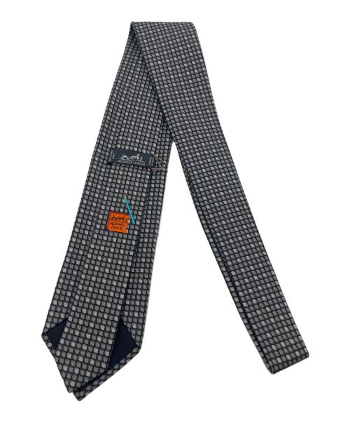 HERMES（エルメス）HERMES (エルメス) ネクタイ/CRAVATE HEAVY TWILL ブラック×グレー サイズ:FREEの古着・服飾アイテム