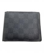 LOUIS VUITTONルイ ヴィトン）の古着「2つ折り財布/ダミエ・グラフィット・ポルトフォイユ・フロリン/※イニシャル入」｜ブラック