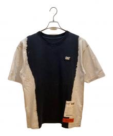HERON PRESTON×Cat（ヘロンプレストン×キャット）の古着「ワッペンTシャツ」｜ブラック×ホワイト