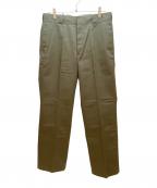 Dickies×TOMORROW LANDディッキーズ×トゥモローランド）の古着「ウールリネンコットン 2タックワイドストレートパンツ」｜カーキ