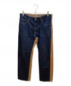 児島ジーンズコジマジーンズ）の古着「ドッキングデニムパンツ」｜インディゴ×ベージュ