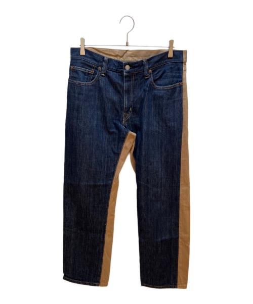 児島ジーンズ（コジマジーンズ）児島ジーンズ (コジマジーンズ) ドッキングデニムパンツ インディゴ×ベージュ サイズ:36の古着・服飾アイテム