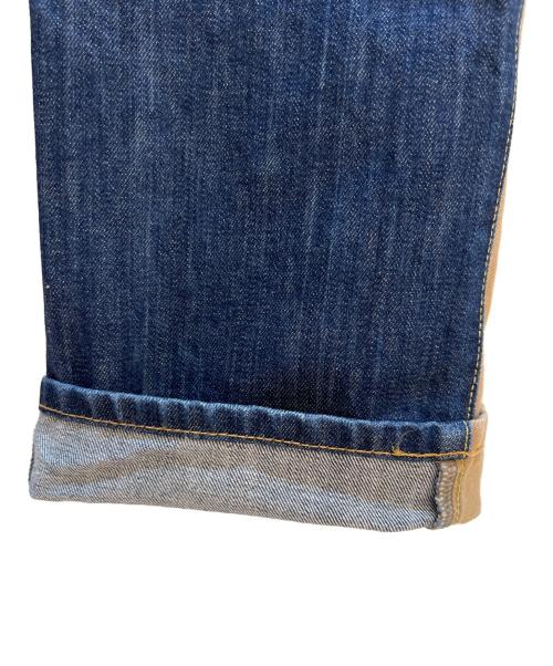 児島ジーンズ（コジマジーンズ）児島ジーンズ (コジマジーンズ) ドッキングデニムパンツ インディゴ×ベージュ サイズ:36の古着・服飾アイテム