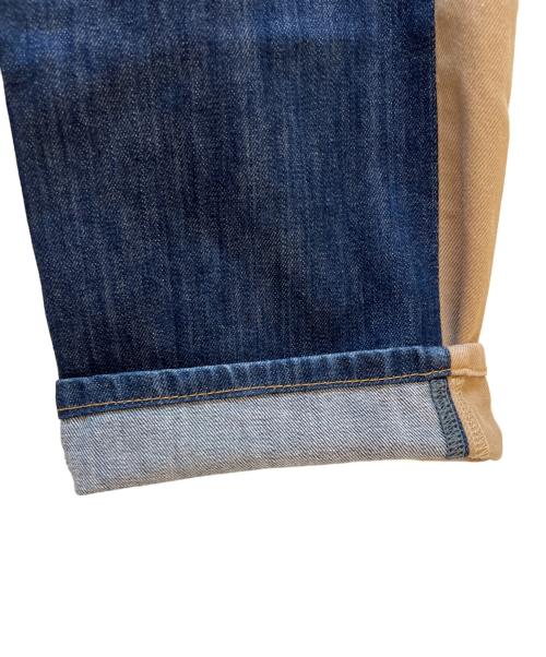 児島ジーンズ（コジマジーンズ）児島ジーンズ (コジマジーンズ) ドッキングデニムパンツ インディゴ×ベージュ サイズ:36の古着・服飾アイテム