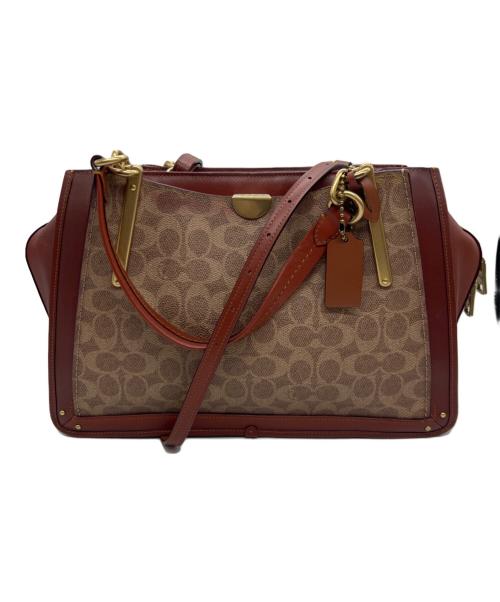 COACH（コーチ）COACH (コーチ) 2WAYバッグ ブラウン×ベージュの古着・服飾アイテム