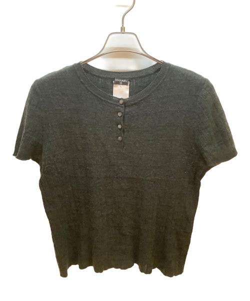 CHANEL（シャネル）CHANEL (シャネル) ヘンリーネック半袖ニット グリーン サイズ:46の古着・服飾アイテム
