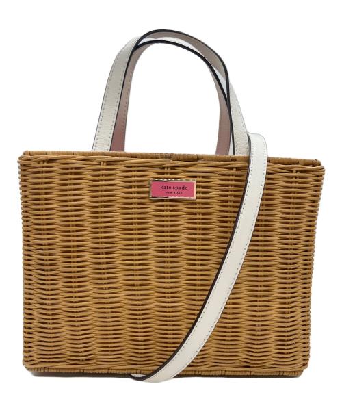 Kate Spade（ケイトスペード）Kate Spade (ケイトスペード) 2WAYショルダーカゴバッグ ベージュ×ホワイトの古着・服飾アイテム