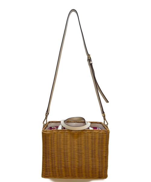 Kate Spade（ケイトスペード）Kate Spade (ケイトスペード) 2WAYショルダーカゴバッグ ベージュ×ホワイトの古着・服飾アイテム