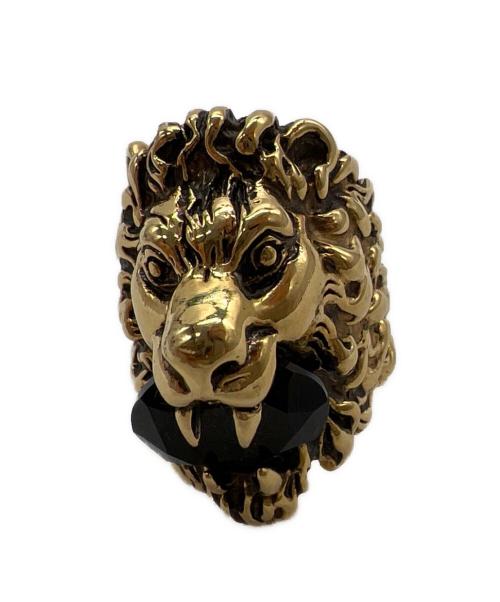 GUCCI（グッチ）GUCCI (グッチ) ライオンヘッドリング ゴールド×ブラック サイズ:19号の古着・服飾アイテム