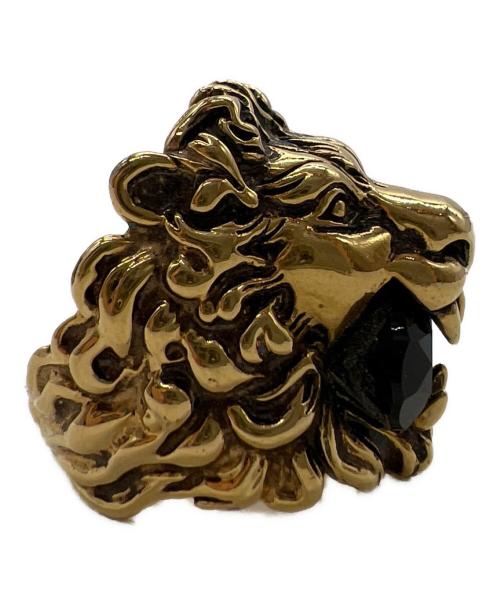 GUCCI（グッチ）GUCCI (グッチ) ライオンヘッドリング ゴールド×ブラック サイズ:19号の古着・服飾アイテム