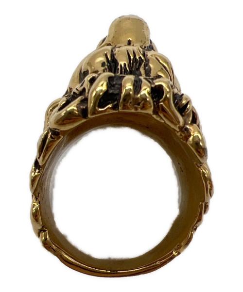 GUCCI（グッチ）GUCCI (グッチ) ライオンヘッドリング ゴールド×ブラック サイズ:19号の古着・服飾アイテム