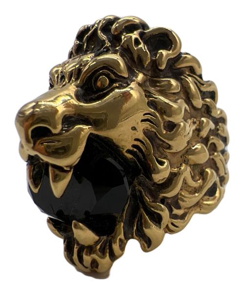 GUCCI（グッチ）GUCCI (グッチ) ライオンヘッドリング ゴールド×ブラック サイズ:19号の古着・服飾アイテム