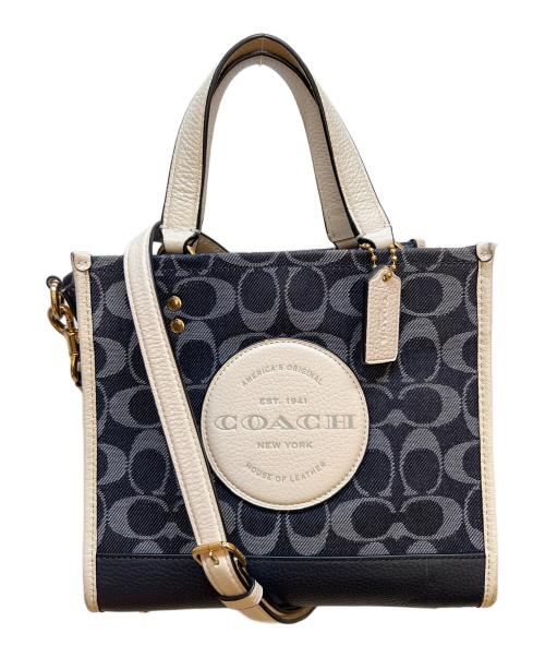 COACH（コーチ）COACH (コーチ) 2WAYバッグ ネイビー×ベージュの古着・服飾アイテム
