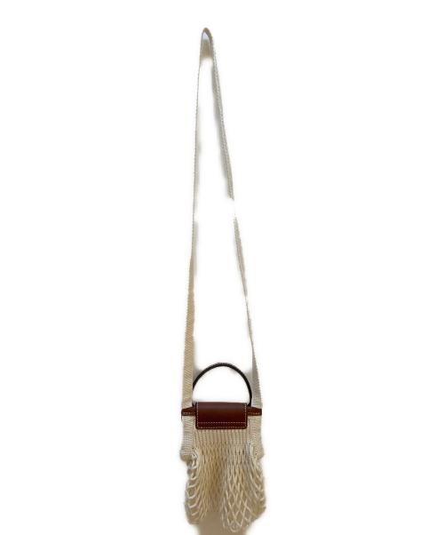 LONGCHAMP（ロンシャン）LONGCHAMP (ロンシャン) 編み込みミニショルダーバッグ/ル プリアージュ フィレ アイボリー×ブラウンの古着・服飾アイテム