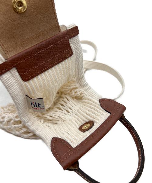 LONGCHAMP（ロンシャン）LONGCHAMP (ロンシャン) 編み込みミニショルダーバッグ/ル プリアージュ フィレ アイボリー×ブラウンの古着・服飾アイテム