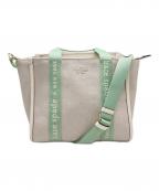 Kate Spadeケイトスペード）の古着「キャンバス スモール トート」｜ベージュ×黄緑