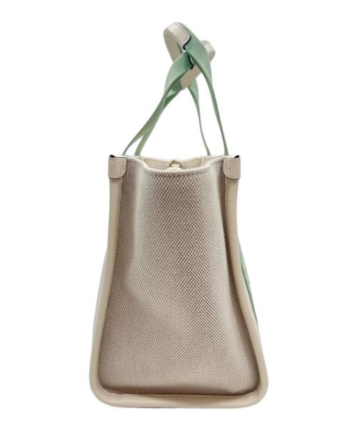 Kate Spade（ケイトスペード）Kate Spade (ケイトスペード) キャンバス スモール トート ベージュ×黄緑の古着・服飾アイテム