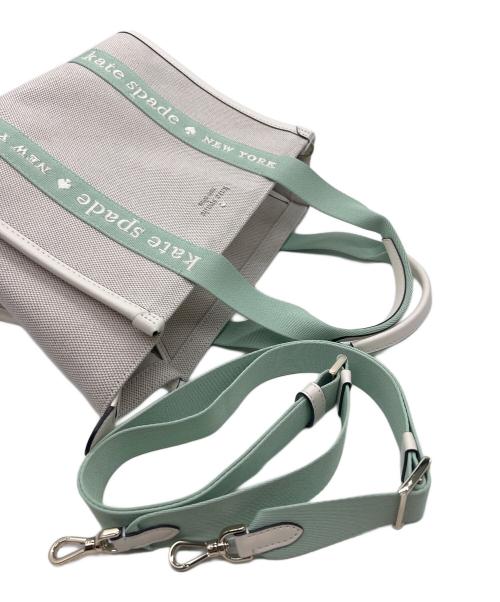 Kate Spade（ケイトスペード）Kate Spade (ケイトスペード) キャンバス スモール トート ベージュ×黄緑の古着・服飾アイテム