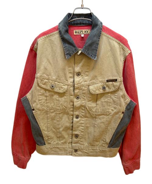 REPLAY（リプレイ）REPLAY (リプレイ) デニムジャケット ベージュ×ピンク×グレー サイズ:Ｓの古着・服飾アイテム