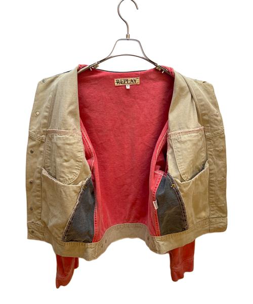 REPLAY（リプレイ）REPLAY (リプレイ) デニムジャケット ベージュ×ピンク×グレー サイズ:Ｓの古着・服飾アイテム