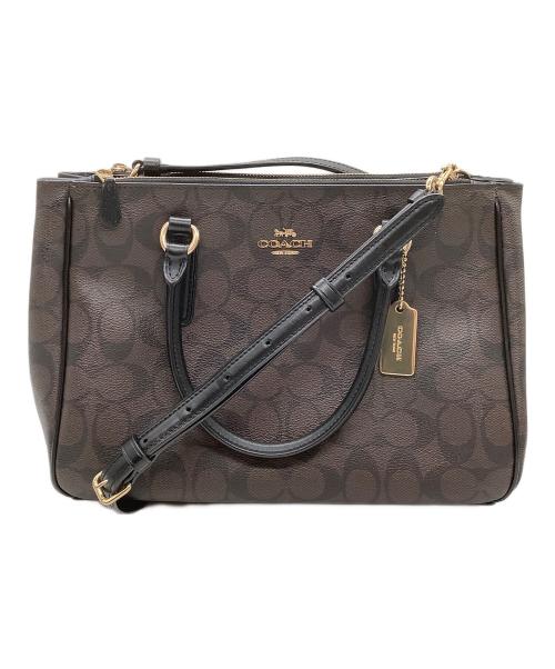 COACH（コーチ）COACH (コーチ) 2WAYバッグ ブラウン×ブラックの古着・服飾アイテム