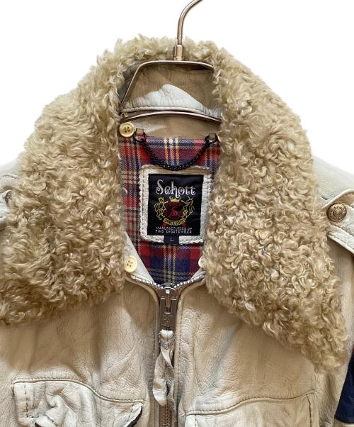 Schott（ショット）Schott (ショット) カウレザージャケット ベージュ サイズ:Lの古着・服飾アイテム