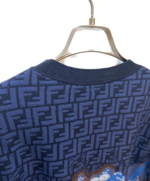 FENDI（フェンディ）FENDI (フェンディ) セーター ネイビー×ベージュ サイズ:48の古着・服飾アイテム