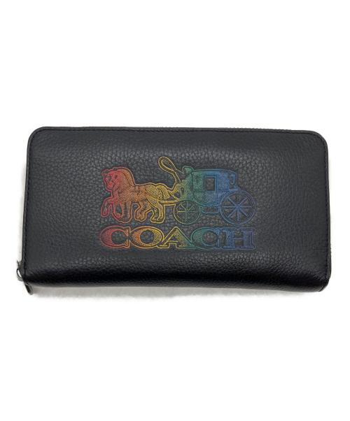 COACH（コーチ）COACH (コーチ) ラウンドファスナー財布 ブラック×マルチカラーの古着・服飾アイテム