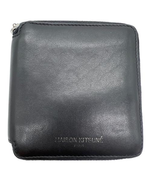 maison kitsune（メゾンキツネ）maison kitsune (メゾンキツネ) 2つ折り財布 ブラックの古着・服飾アイテム