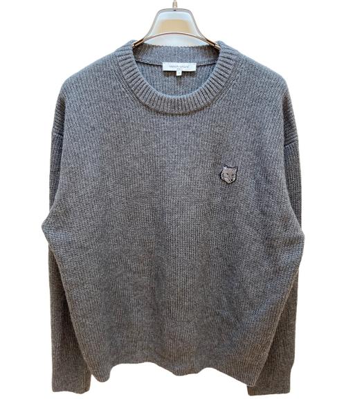 maison kitsune（メゾンキツネ）maison kitsune (メゾンキツネ) 厚手ニット グレー サイズ:XLの古着・服飾アイテム