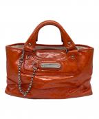 CELINEセリーヌ）の古着「ハンドバッグ/パテントレザー」｜オレンジ