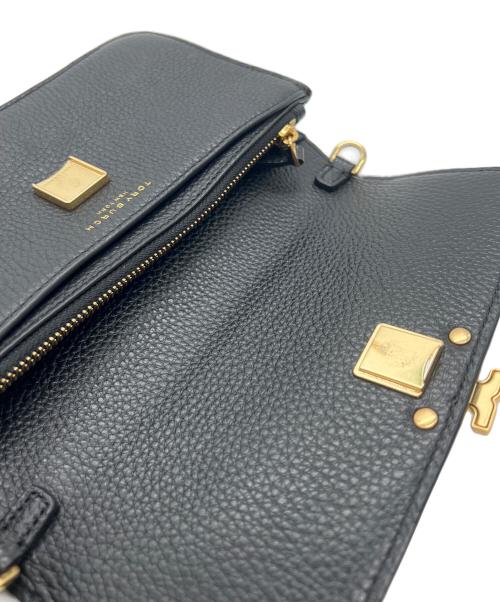 TORY BURCH（トリーバーチ）TORY BURCH (トリーバーチ) ショルダーウォレット ブラック×ゴールドの古着・服飾アイテム