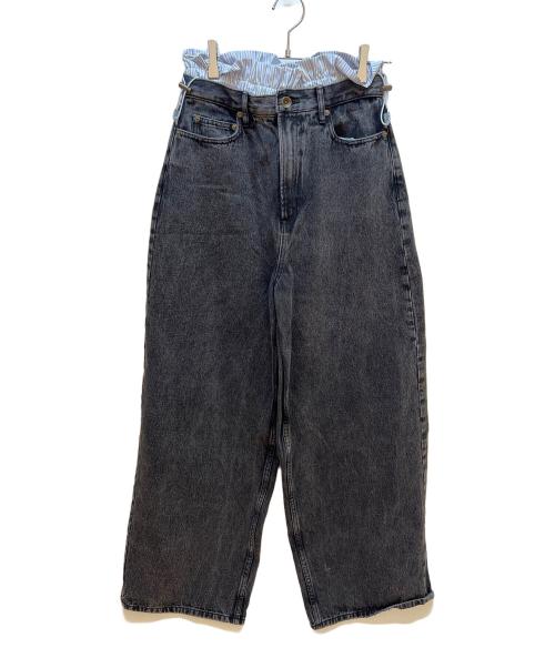 Sea Room lynn（シールームリン）Sea Room lynn (シールームリン) ウエストボリュームワイドパンツ ブラック×ブルー サイズ:W25の古着・服飾アイテム