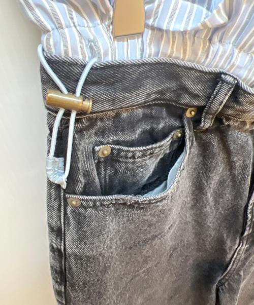 Sea Room lynn（シールームリン）Sea Room lynn (シールームリン) ウエストボリュームワイドパンツ ブラック×ブルー サイズ:W25の古着・服飾アイテム