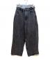 Sea Room lynn（シールームリン）の古着「ウエストボリュームワイドパンツ」｜ブラック×ブルー
