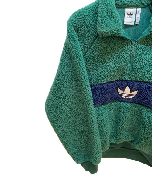adidas（アディダス）adidas (アディダス) ボアスウェット グリーン×ネイビー サイズ:XLの古着・服飾アイテム