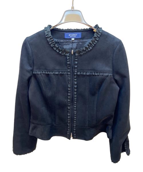 M'S GRACY（エムズグレイシー）M'S GRACY (エムズグレイシー) スウェードタッチジップジャケット ブラック サイズ:38の古着・服飾アイテム