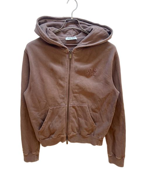 MIU MIU（ミュウミュウ）MIU MIU (ミュウミュウ) ジップパーカー ダークブラウン サイズ:Ｓの古着・服飾アイテム