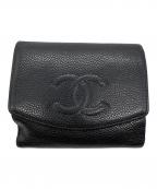 CHANELシャネル）の古着「3つ折り財布」｜ブラック