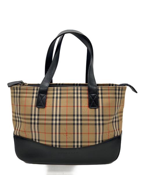 BURBERRY（バーバリー）BURBERRY (バーバリー) ハンドバッグ/ノバチェック ベージュ×ブラックの古着・服飾アイテム
