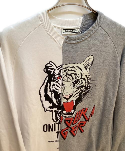 Onitsuka Tiger（オニツカタイガー）Onitsuka Tiger (オニツカタイガー) クルーネックスウェット グレー×ホワイト サイズ:Mの古着・服飾アイテム