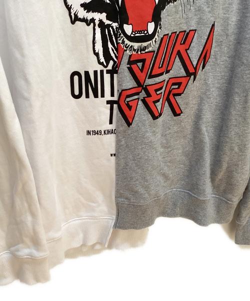 Onitsuka Tiger（オニツカタイガー）Onitsuka Tiger (オニツカタイガー) クルーネックスウェット グレー×ホワイト サイズ:Mの古着・服飾アイテム