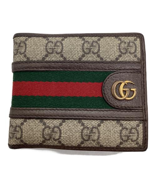 GUCCI（グッチ）GUCCI (グッチ) 2つ折り財布 ベージュ×ブラウンの古着・服飾アイテム