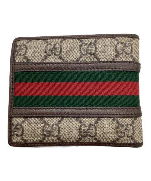 GUCCI（グッチ）GUCCI (グッチ) 2つ折り財布 ベージュ×ブラウンの古着・服飾アイテム