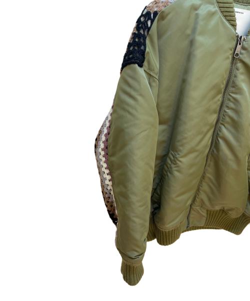 ADAM PATEK（アダムパテック）ADAM PATEK (アダムパテック) crochet knitting MA-1 ジャケット カーキ サイズ:1の古着・服飾アイテム