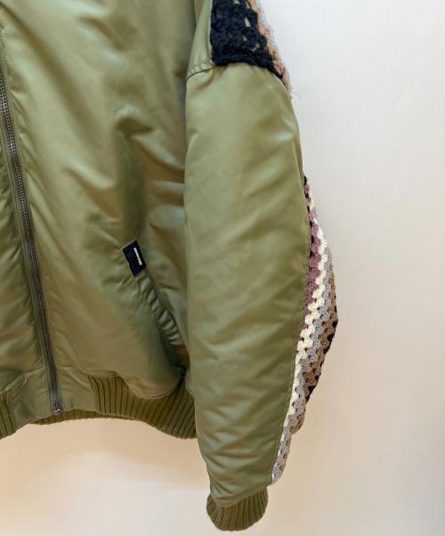 ADAM PATEK（アダムパテック）ADAM PATEK (アダムパテック) crochet knitting MA-1 ジャケット カーキ サイズ:1の古着・服飾アイテム